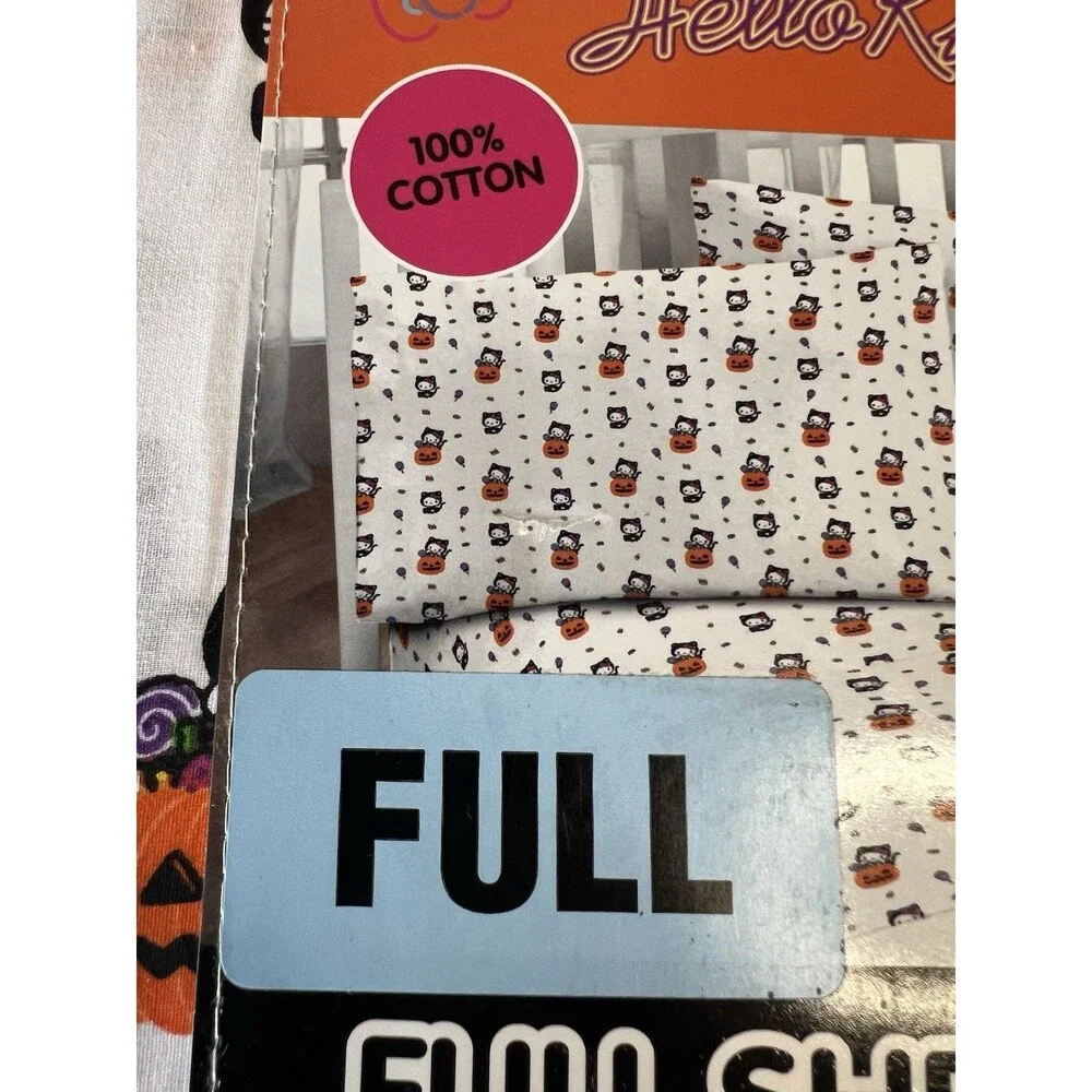 Hello Kitty Halloween Full Sheet Set Candy Cat Pumpkin 100% Cotton New